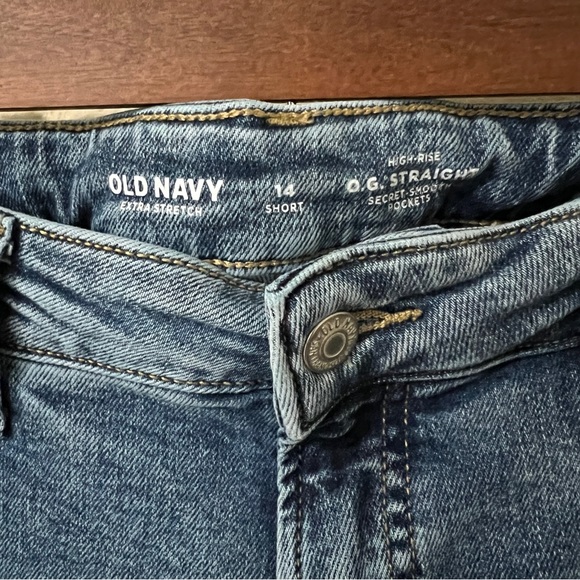 Old Navy Women’s Jeans Blue Size 14 Short High Rise O.G Straight Medium Wash - Picture 3 of 5